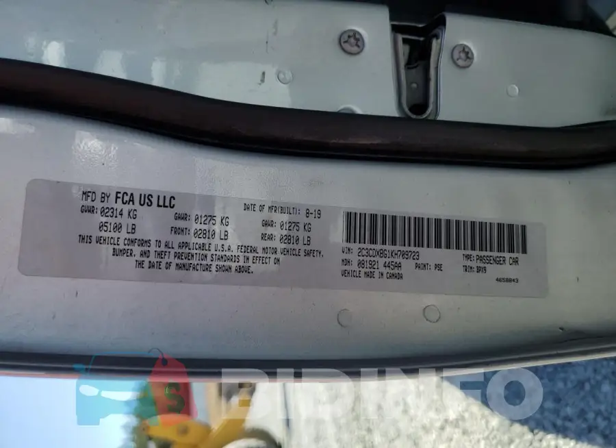 2C3CDXBG1KH709723 Photo# 12