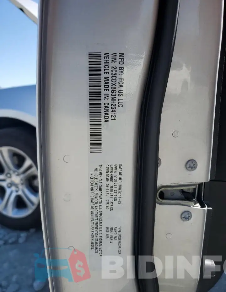 2C3CDXBG3NH254121 Photo# 12