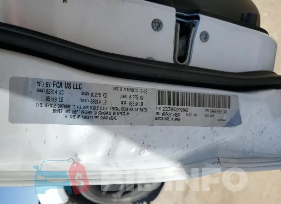 2C3CDXBG7KH709466 Photo# 12