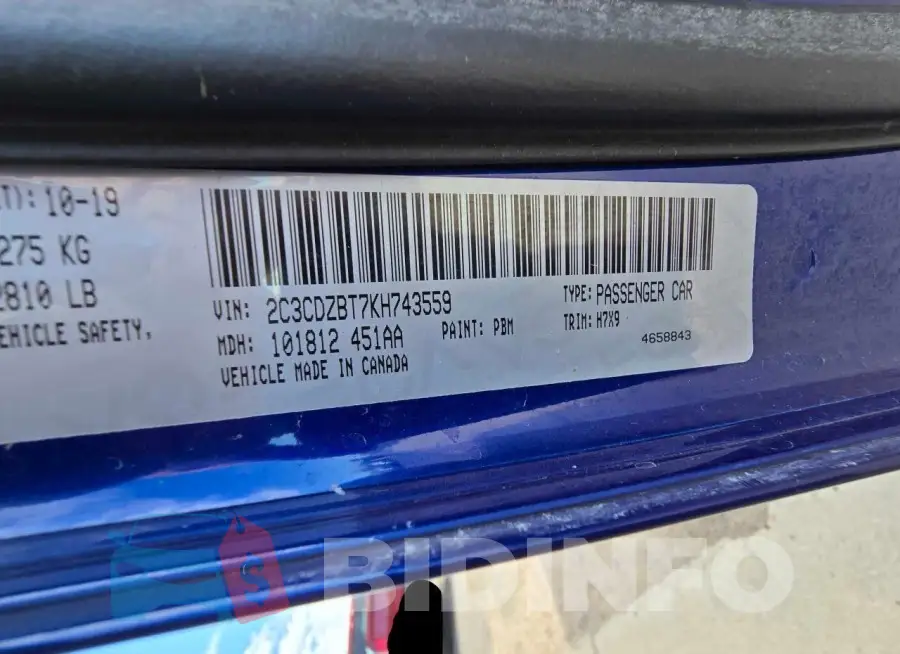 2C3CDZBT7KH743559 Photo# 10