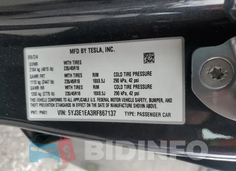 5YJ3E1EA3RF867137 Photo# 12