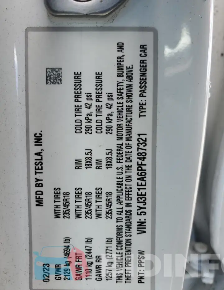 5YJ3E1EA6PF487321 Photo# 12