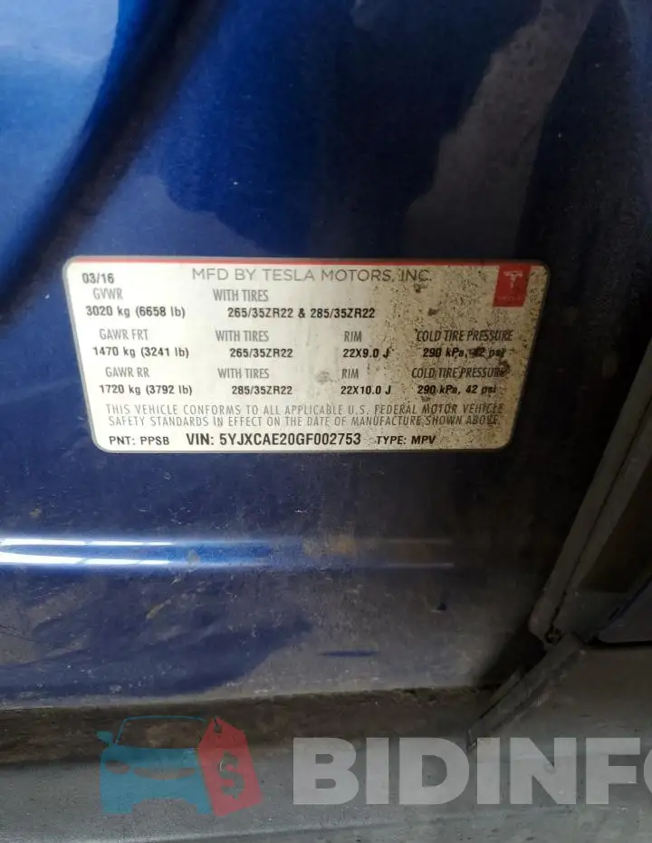 5YJXCAE20GF002753 Photo# 13