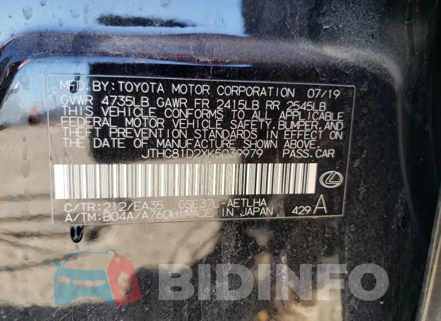JTHC81D2XK5039979 Photo# 12