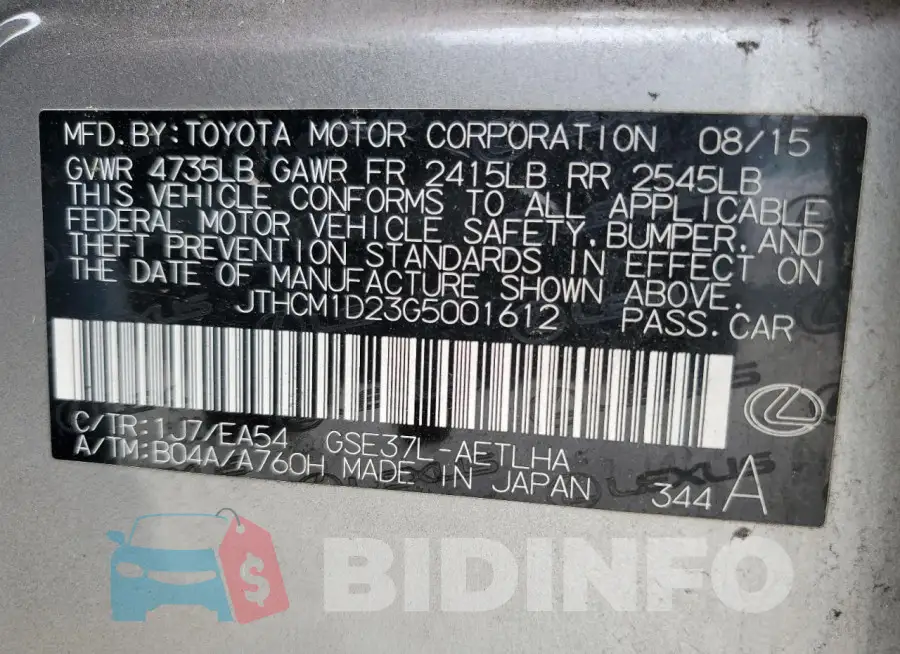 JTHCM1D23G5001612 Photo# 12