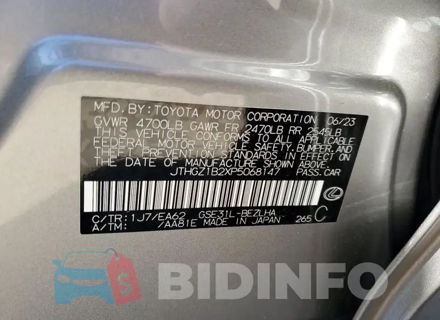 JTHGZ1B2XP5068147 Photo# 12