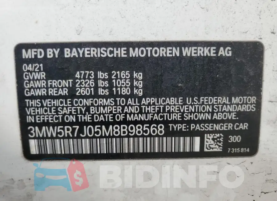 3MW5R7J05M8B98568 Photo# 13