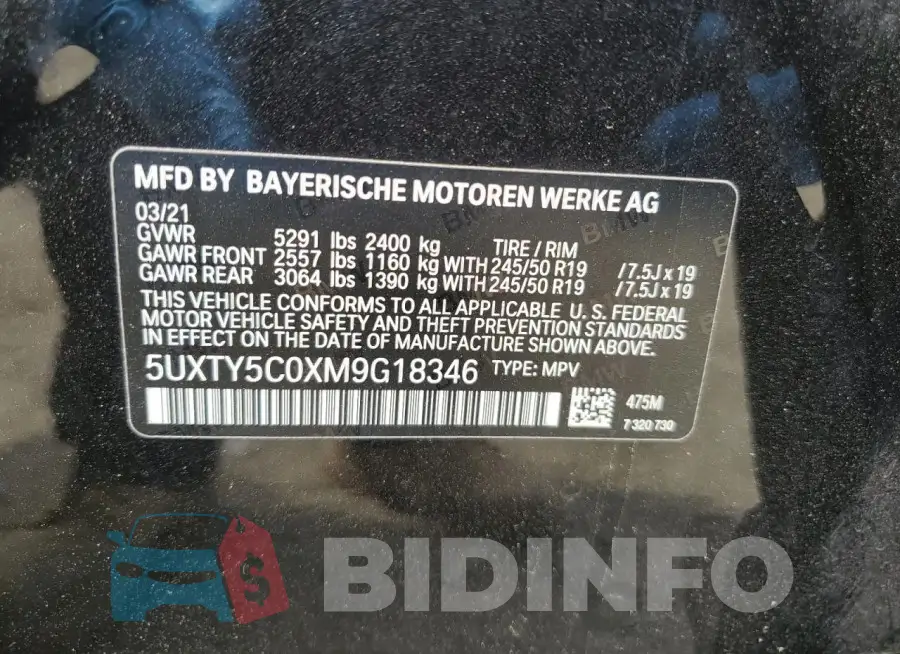 5UXTY5C0XM9G18346 Photo# 13