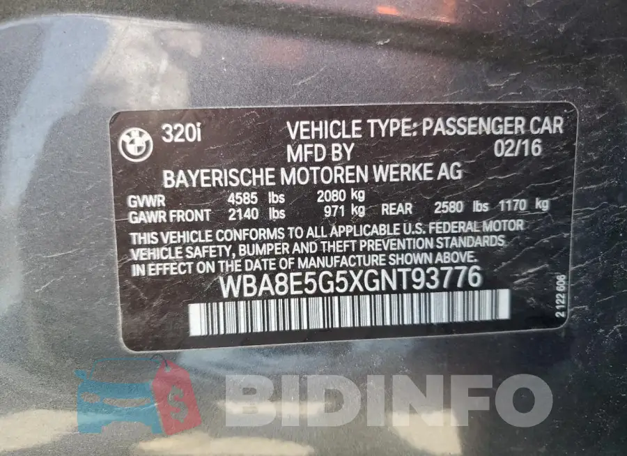WBA8E5G5XGNT93776 Photo# 12