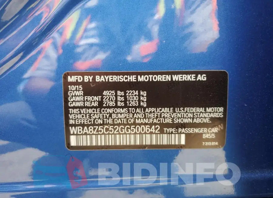WBA8Z5C52GG500642 Photo# 13