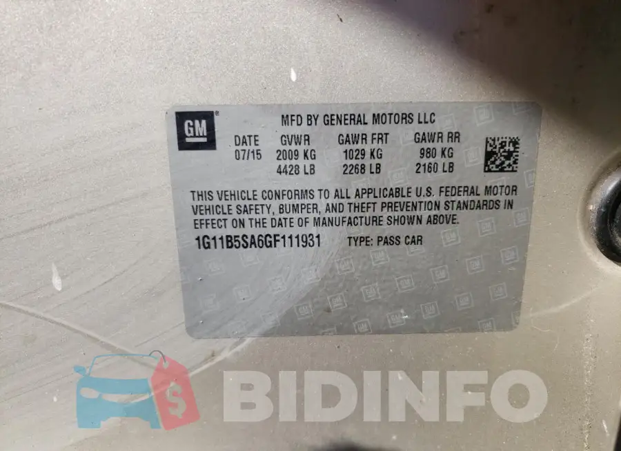 1G11B5SA6GF111931 Photo# 12