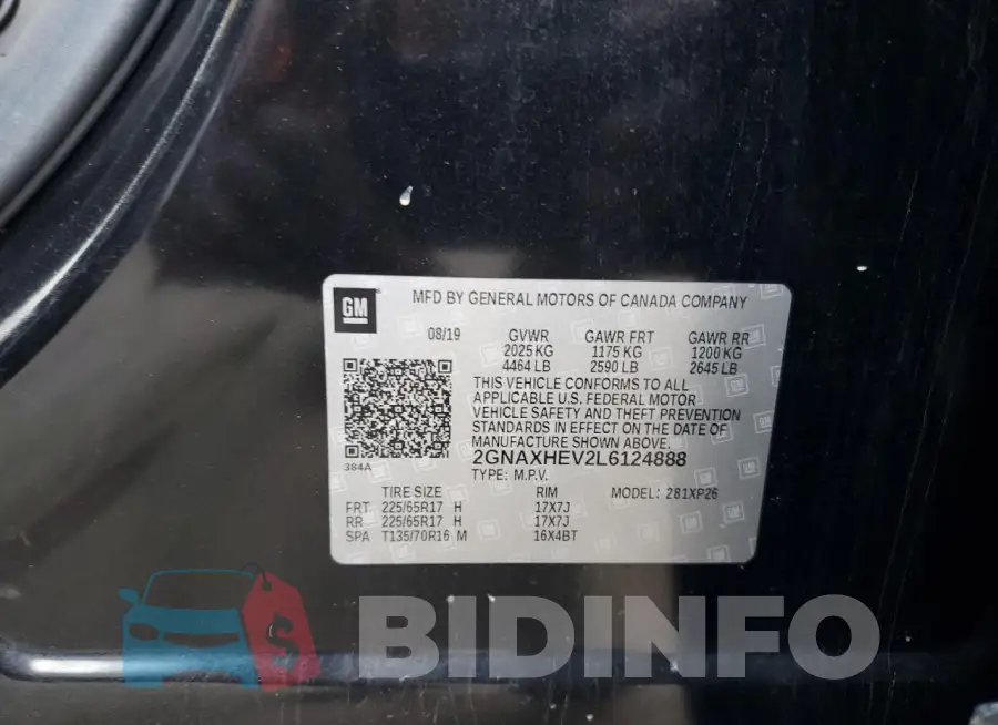 2GNAXHEV2L6124888 Photo# 14