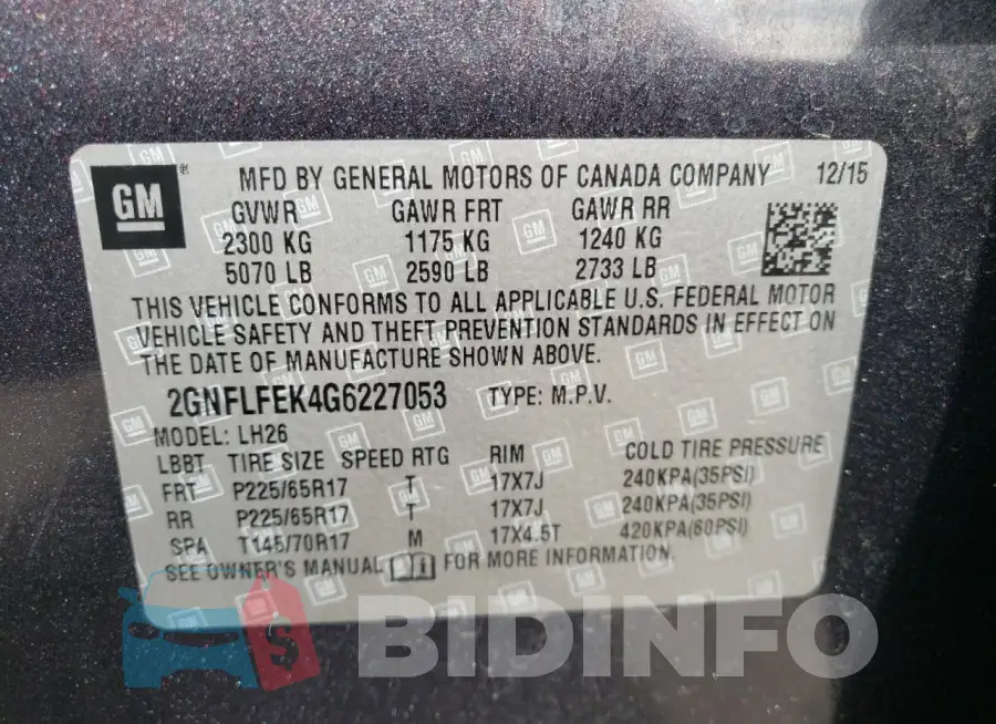 2GNFLFEK4G6227053 Photo# 13