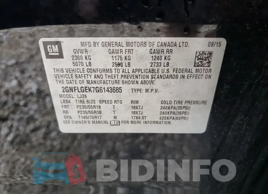 2GNFLGEK7G6143685 Photo# 13
