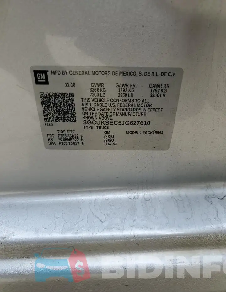 3GCUKSEC5JG627610 Photo# 12