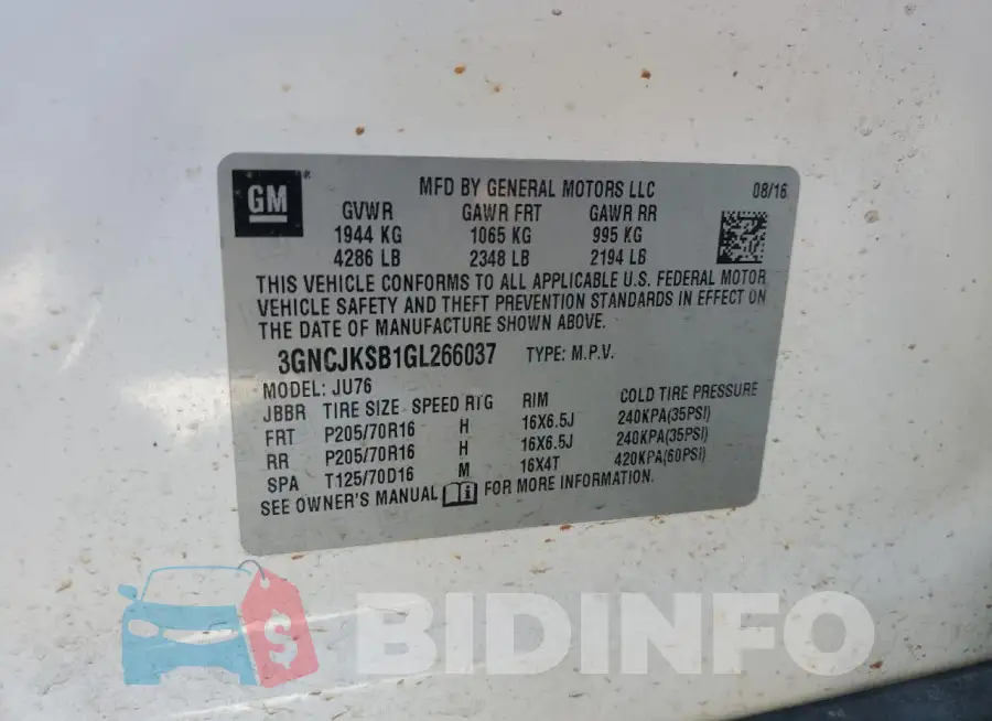 3GNCJKSB1GL266037 Photo# 12