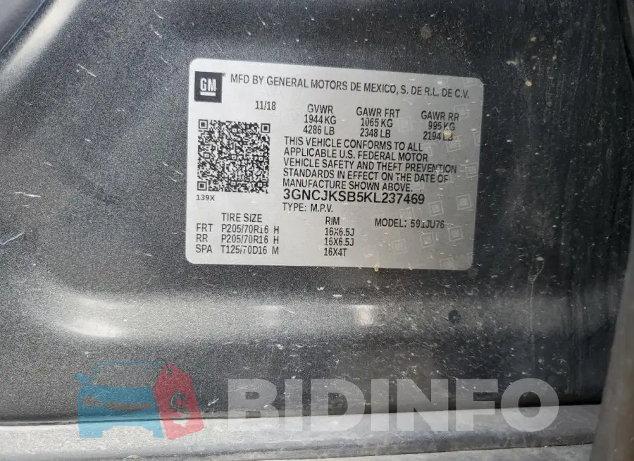 3GNCJKSB5KL237469 Photo# 13