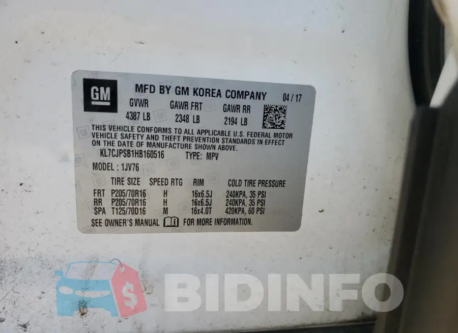 KL7CJPSB1HB160516 Photo# 14