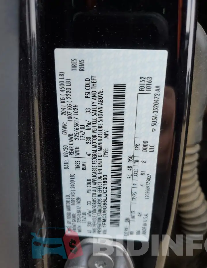 1FMCU9G65LUC21800 Photo# 13