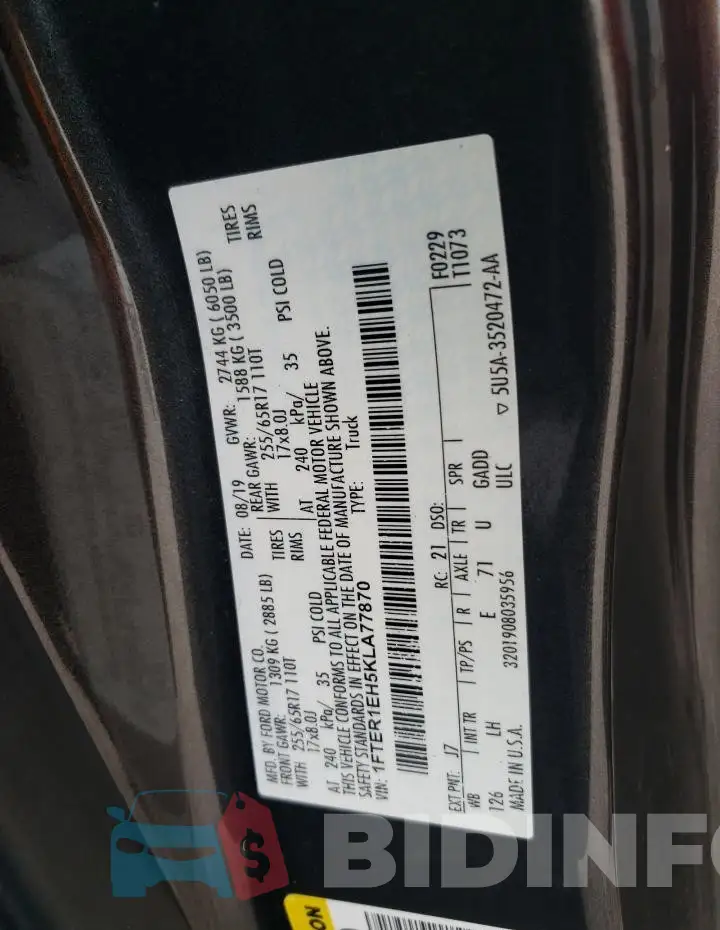 1FTER1EH5KLA77870 Photo# 12