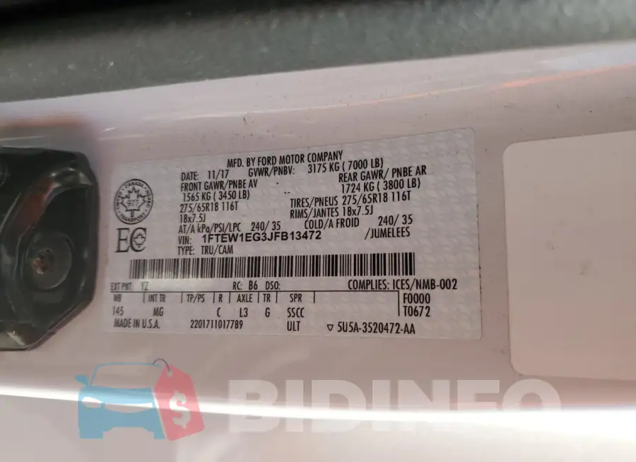 1FTEW1EG3JFB13472 Photo# 12