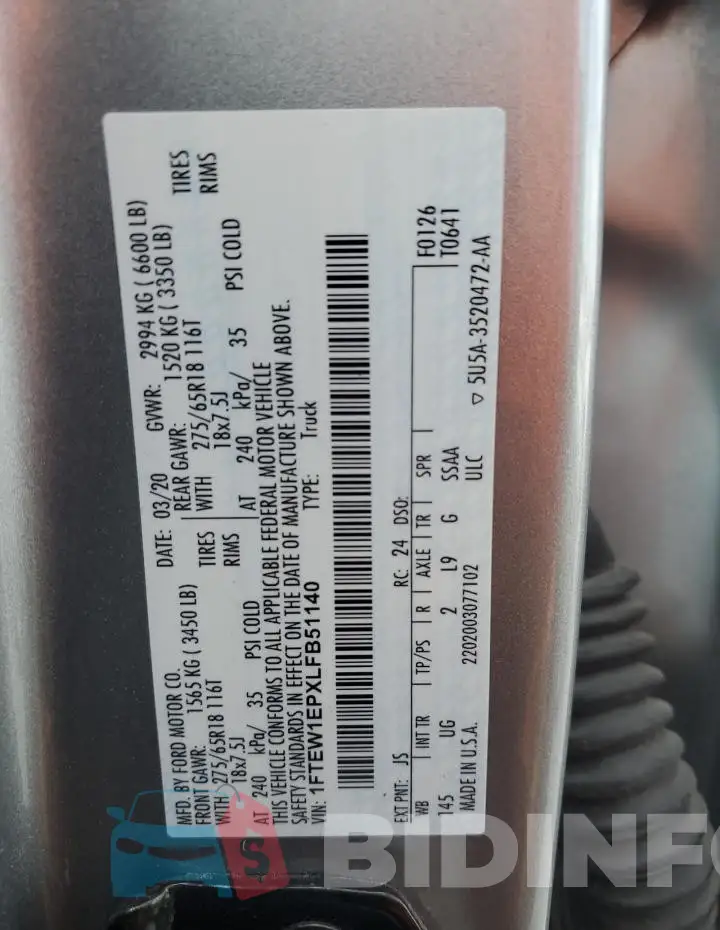 1FTEW1EPXLFB51140 Photo# 12