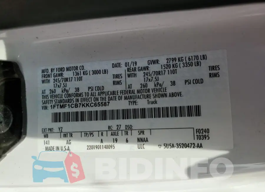 1FTMF1CB7KKC65587 Photo# 12