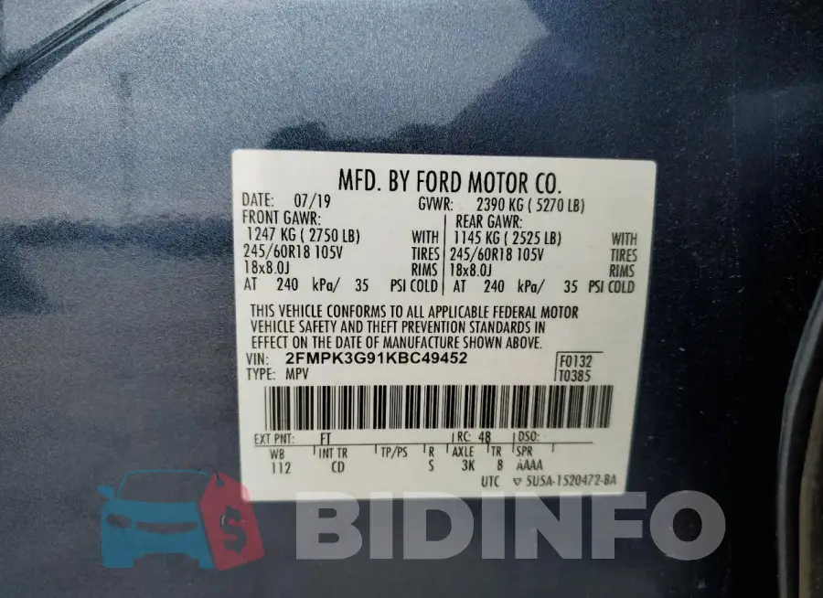 2FMPK3G91KBC49452 Photo# 13