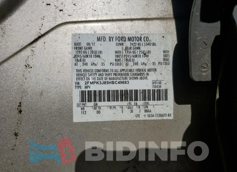 2FMPK3J85HBC49883 Photo# 13