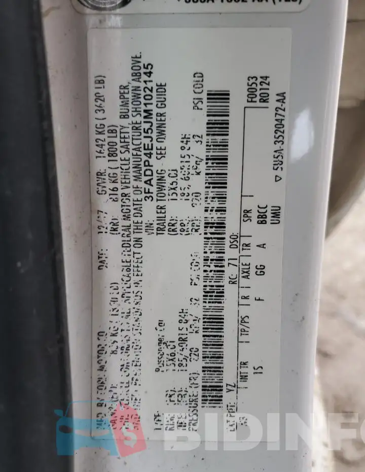 3FADP4EJ5JM102145 Photo# 12