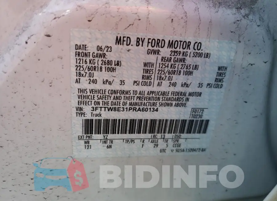 3FTTW8E31PRA60134 Photo# 12