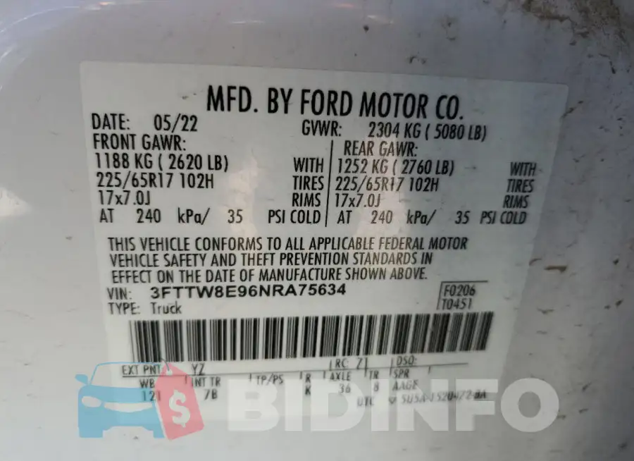 3FTTW8E96NRA75634 Photo# 12