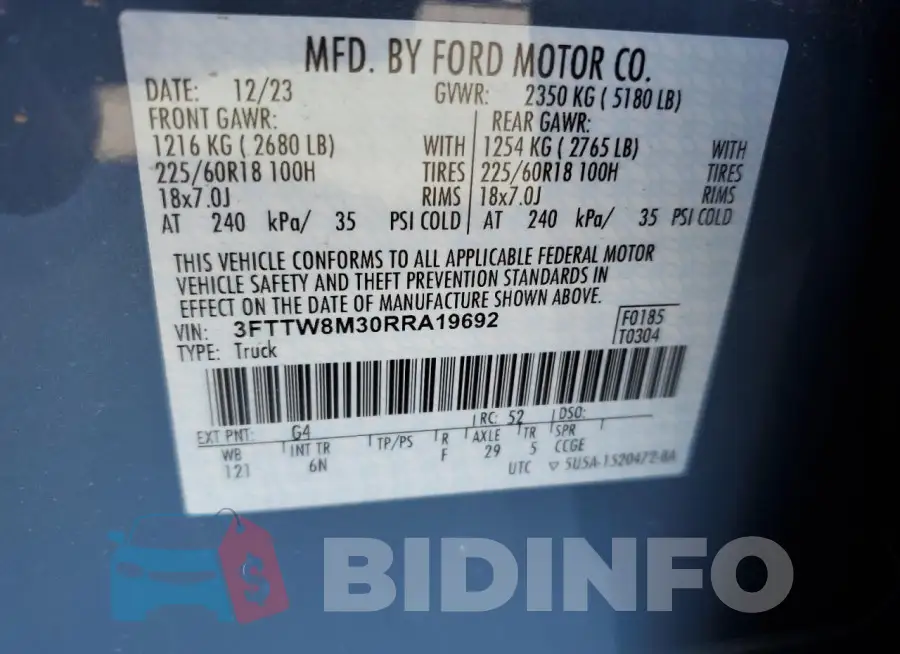 3FTTW8M30RRA19692 Photo# 12