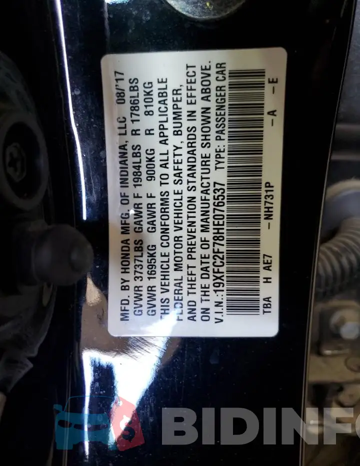 19XFC2F78HE076537 Photo# 12