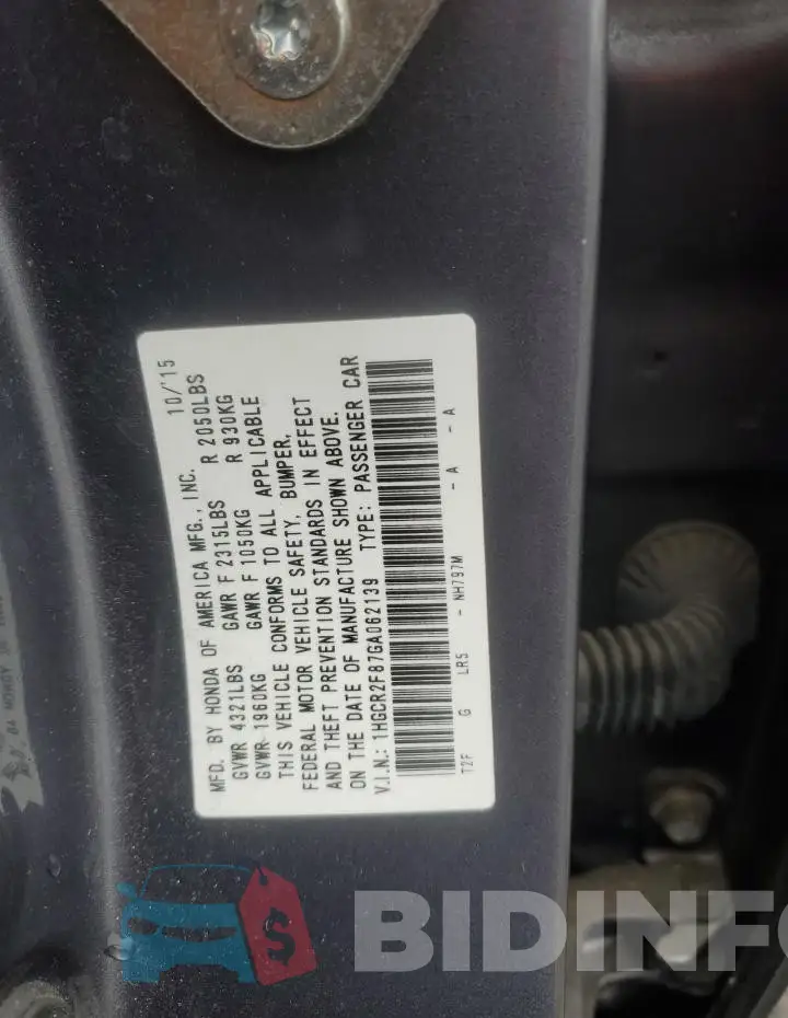 1HGCR2F87GA062139 Photo# 12