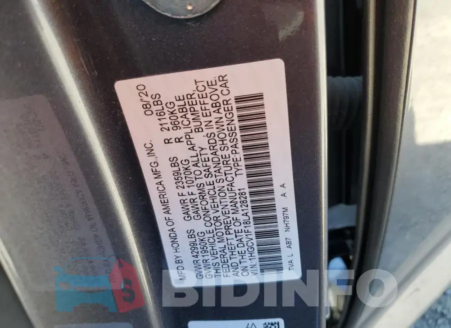 1HGCV1F18LA128281 Photo# 12