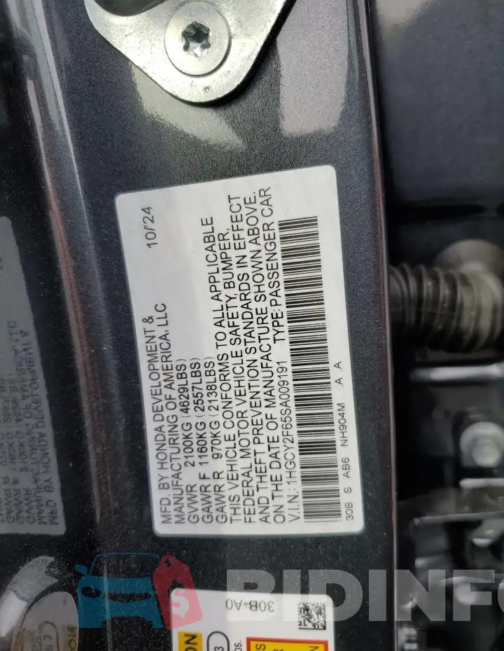 1HGCY2F65SA009191 Photo# 13