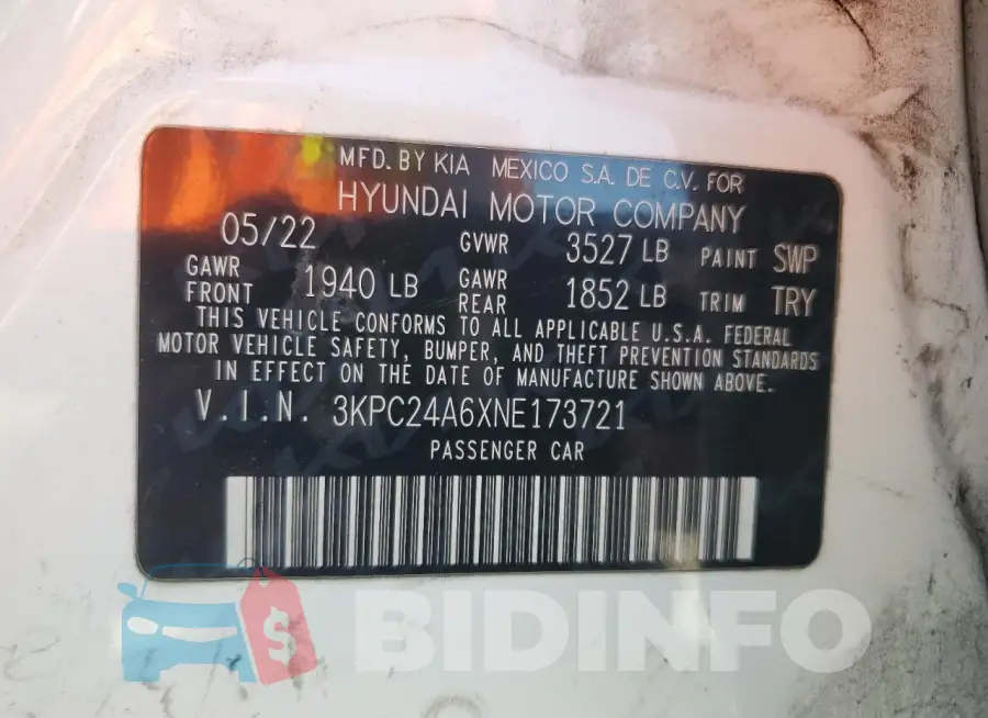 3KPC24A6XNE173721 Photo# 12