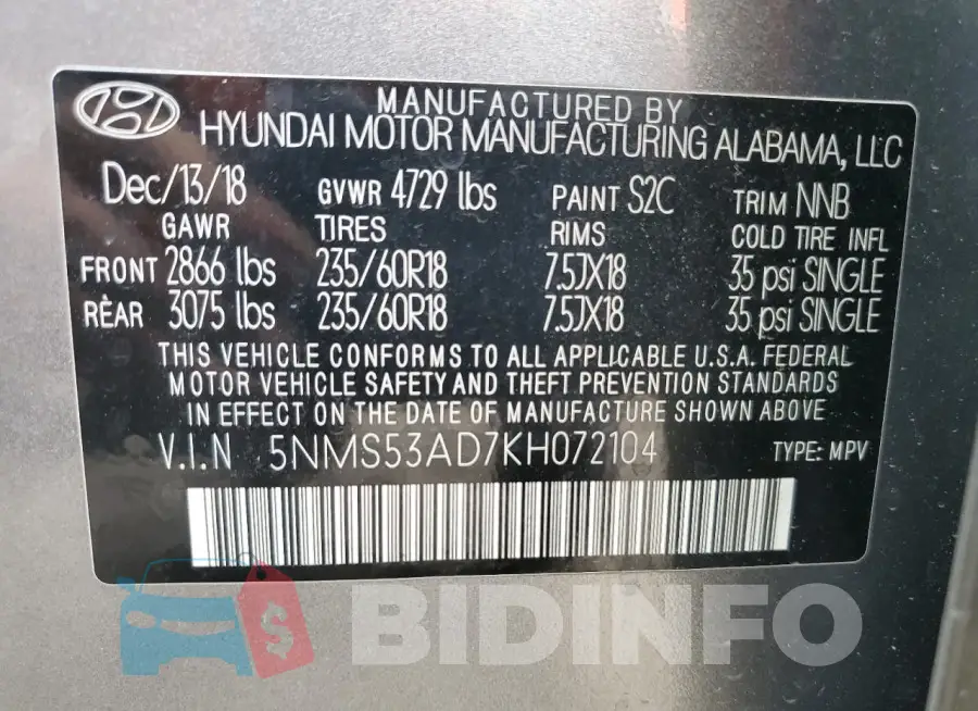 5NMS53AD7KH072104 Photo# 12