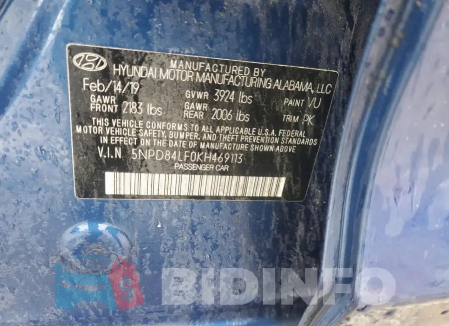 5NPD84LF0KH469113 Photo# 12