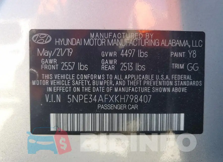 5NPE34AFXKH798407 Photo# 13