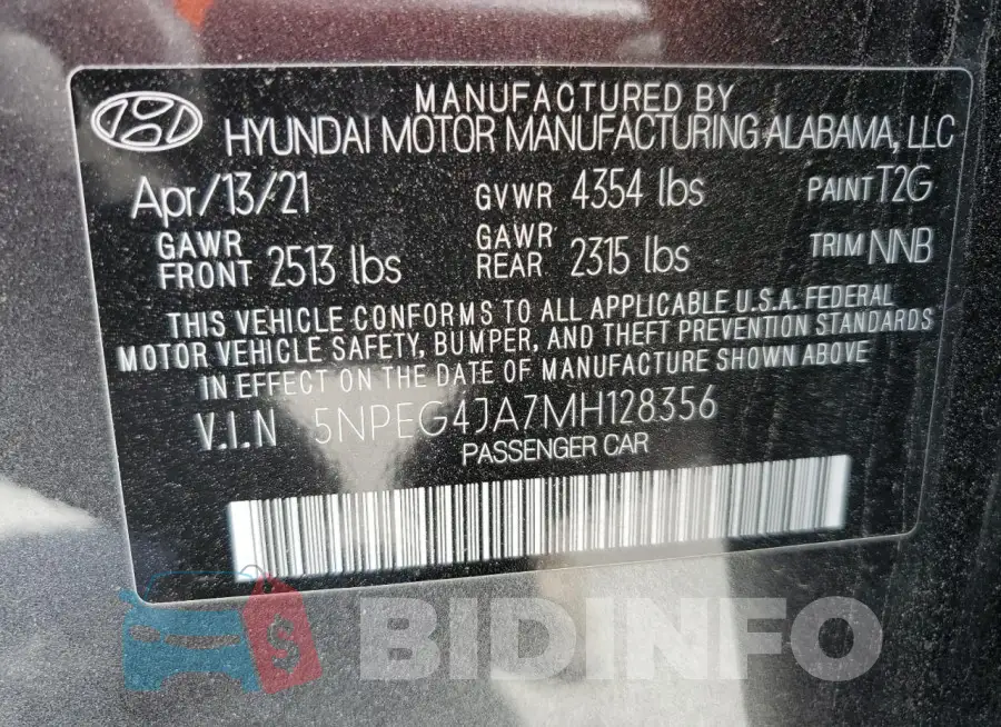 5NPEG4JA7MH128356 Photo# 12