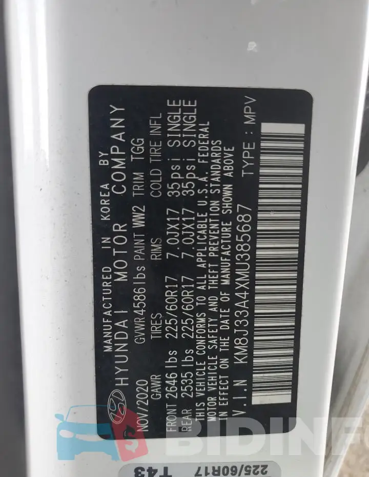 KM8J33A4XMU385687 Photo# 14