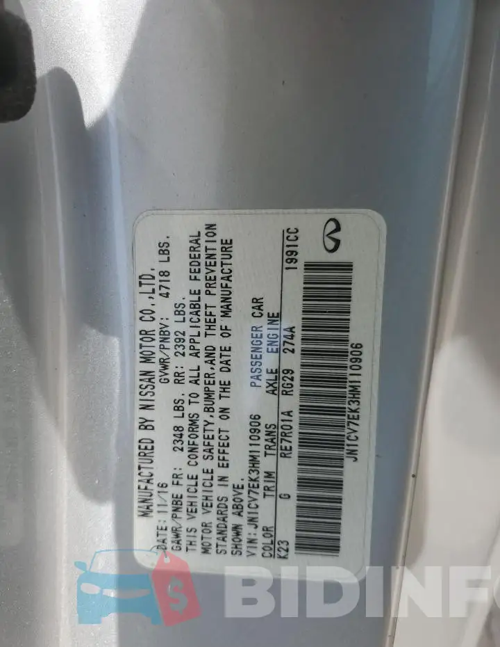 JN1CV7EK3HM110906 Photo# 13
