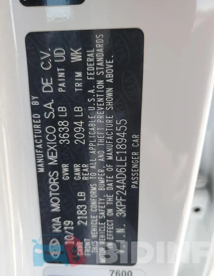 3KPF24AD6LE189455 Photo# 12