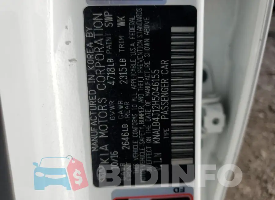 KNALB4J12H5046155 Photo# 12