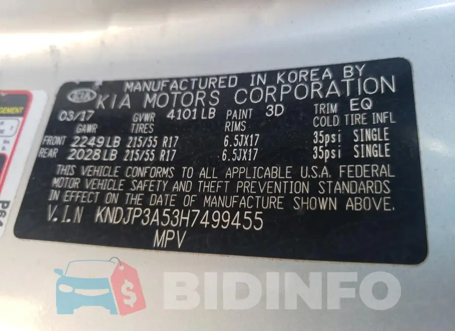 KNDJP3A53H7499455 Photo# 13