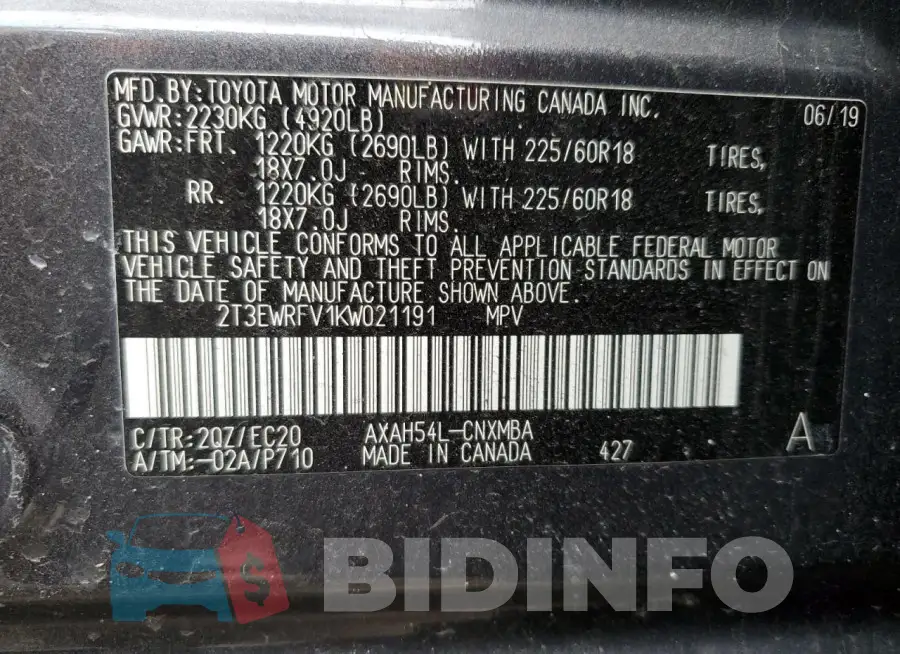 2T3EWRFV1KW021191 Photo# 13
