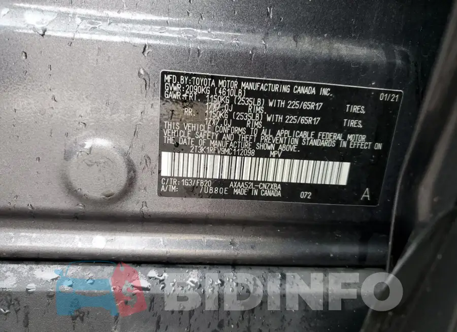 2T3K1RFV9MC112098 Photo# 13