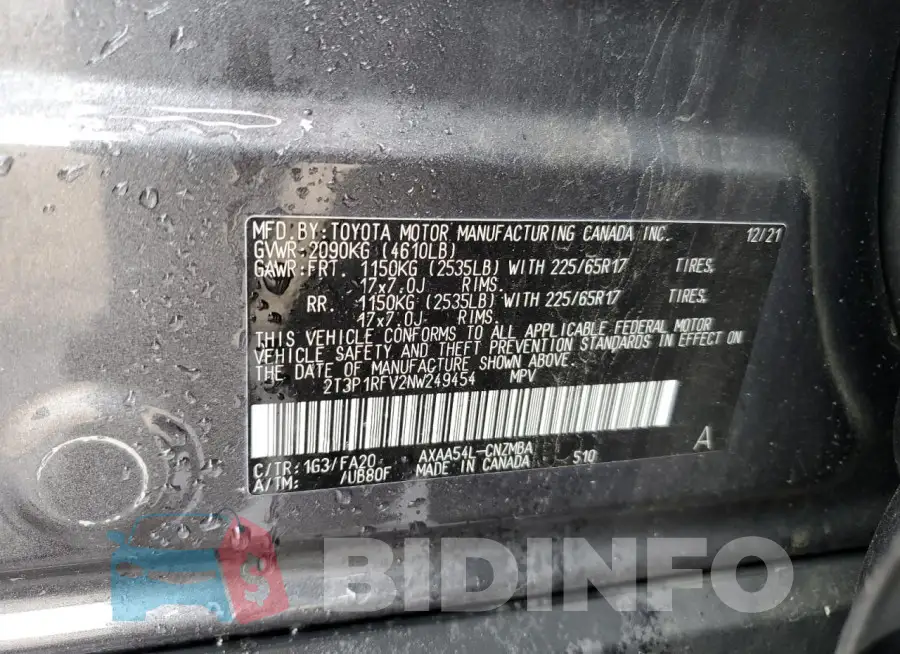 2T3P1RFV2NW249454 Photo# 13